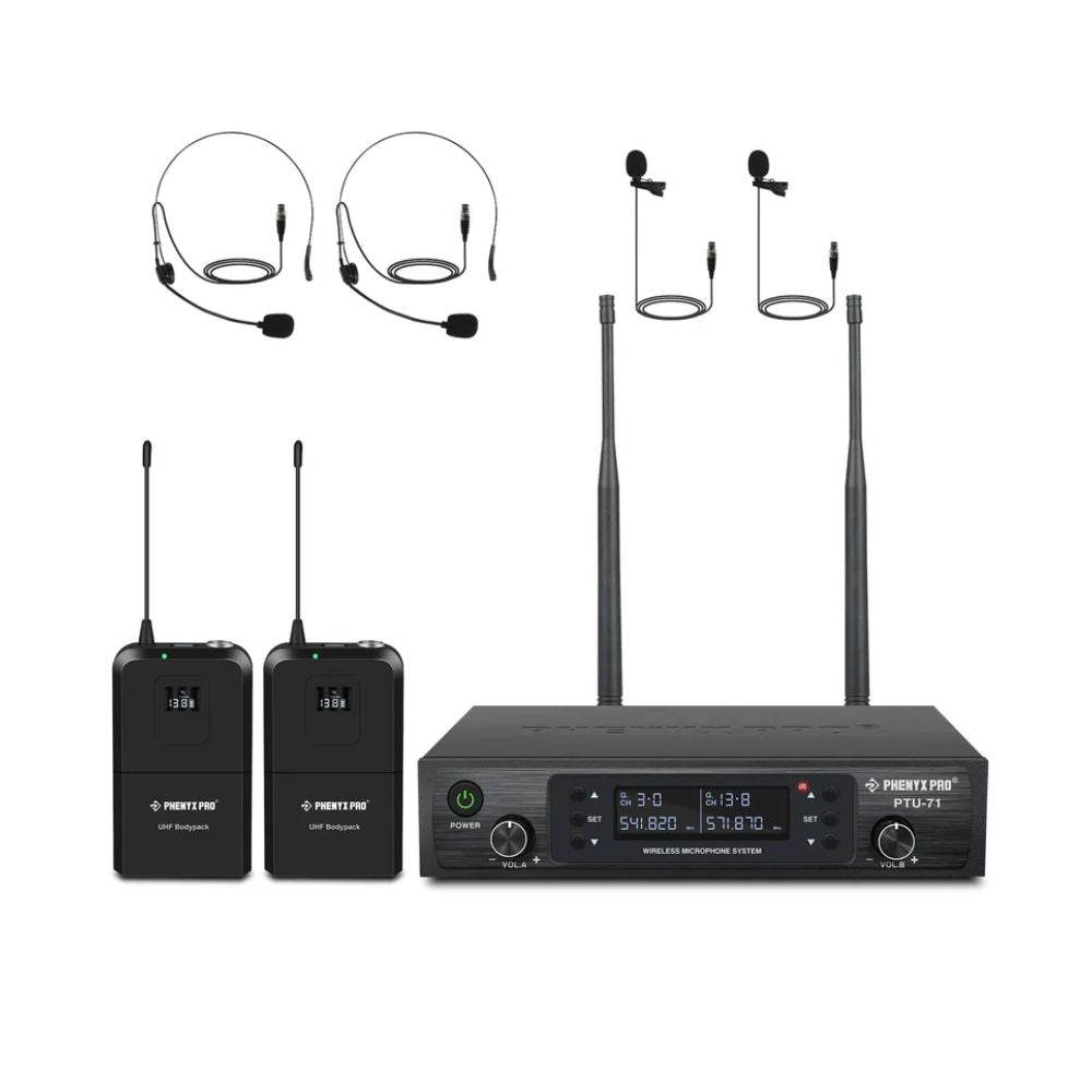 Phenyx Pro PTU-71-2B Dual UHF Wireless Microphone