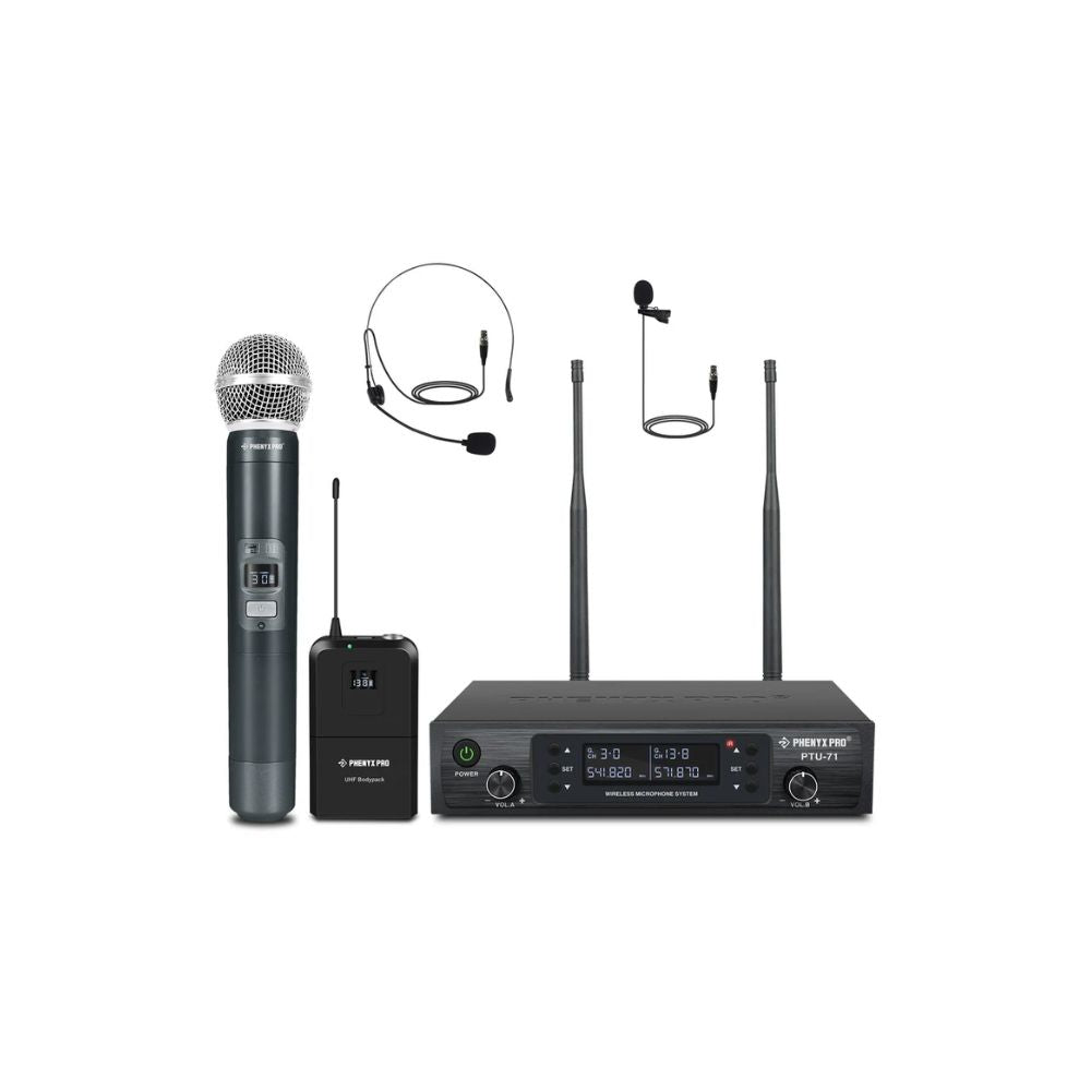 Phenyx Pro PTU-71-1H1B Dual UHF Wireless Microphone