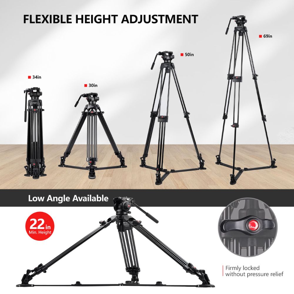 Raubay Fluid Head Video Tripod