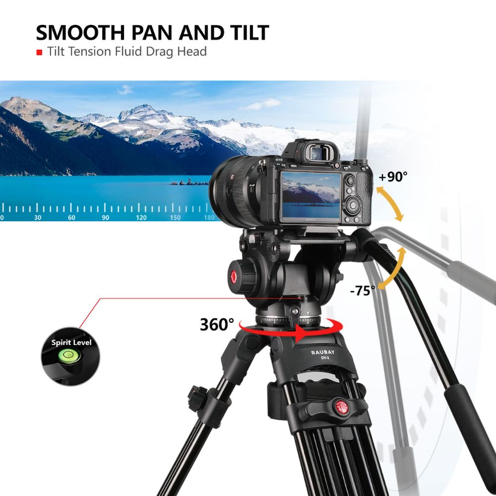 Raubay Fluid Head Video Tripod