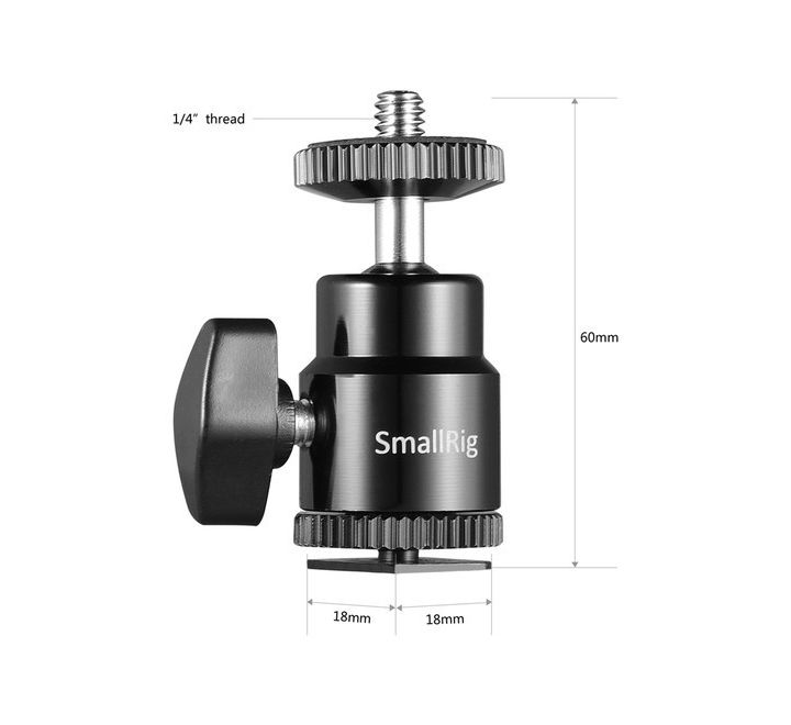 SMALLRIG CAMERA HOT SHOE MOUNT WITH 1/4"-20 SCREW BALL HEAD (2-PACK) 2059