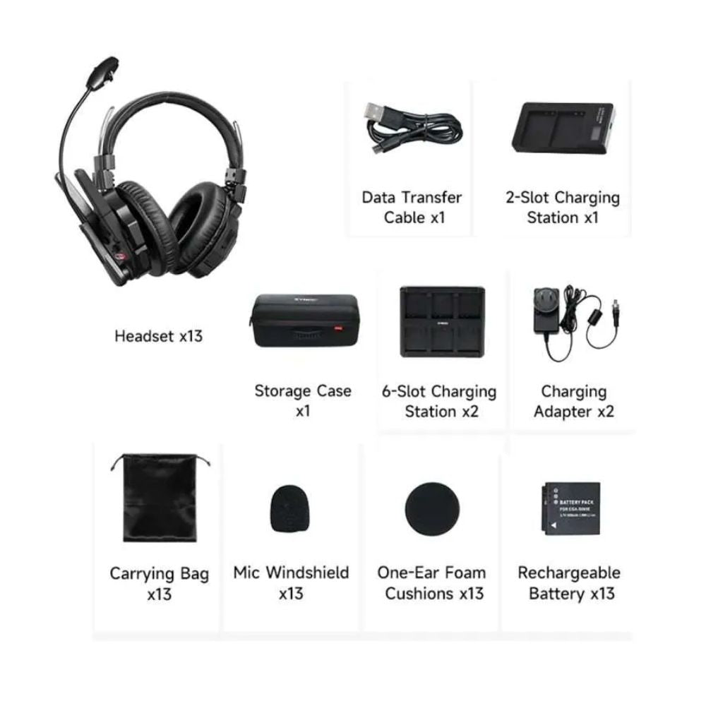 SYNCO Xtalk XMax13 Wireless Intercom System w/ 13 Dual-Ear Headsets