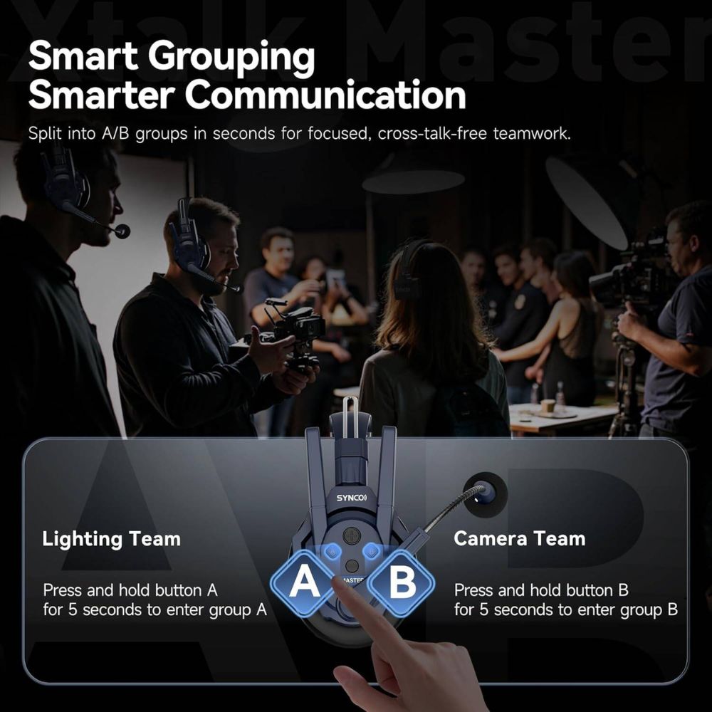 SYNCO Xtalk Master8 Wireless Intercom Headset System, 2.4G Full Duplex