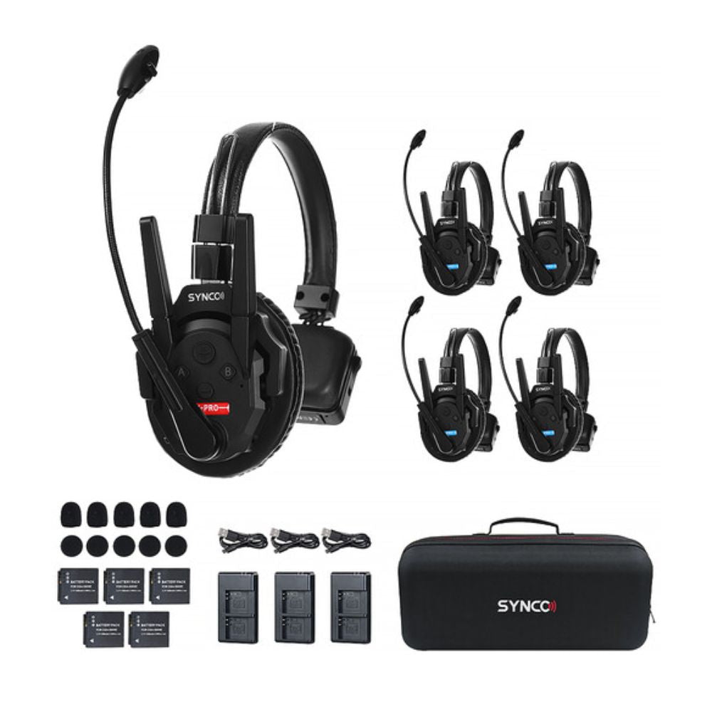 Synco Xtalk XPro5 Wireless Intercom System with 5 Single-Ear Headsets (2.4 GHz)