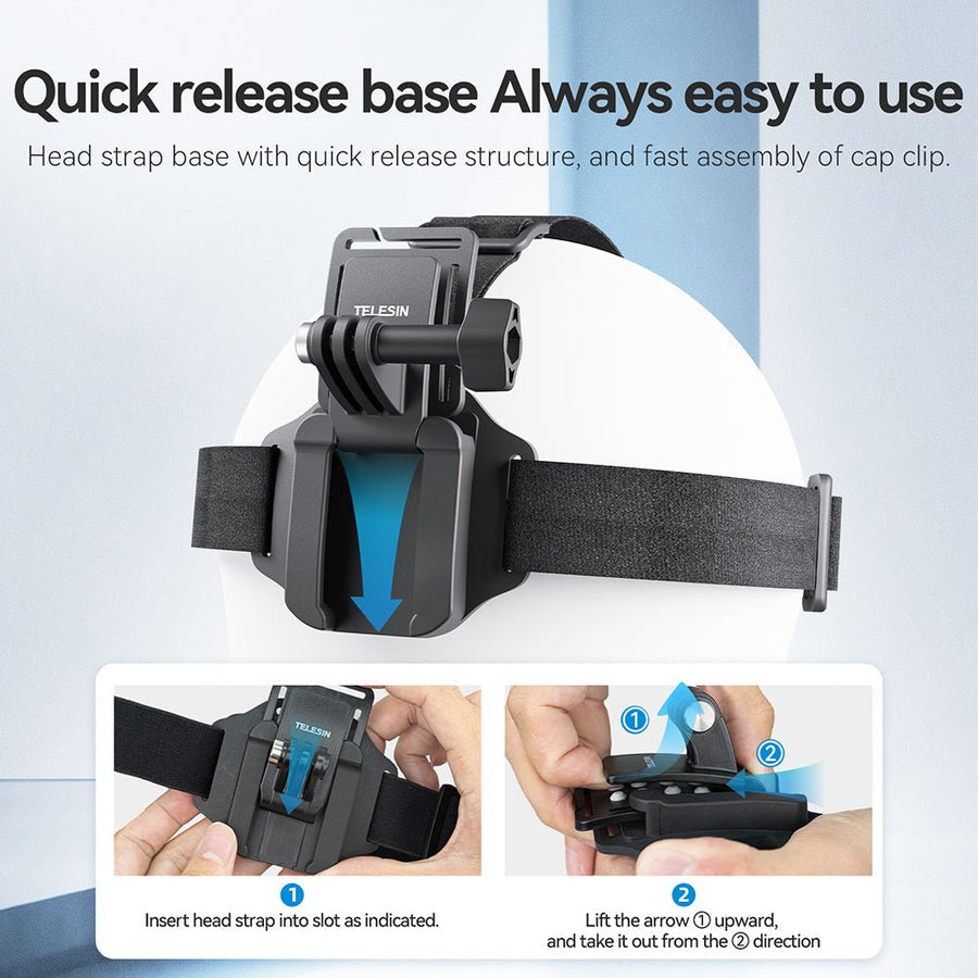 TELESIN 2-IN-1 Quick Release Head Strap & Cap Clip for Action Camera QHM-001