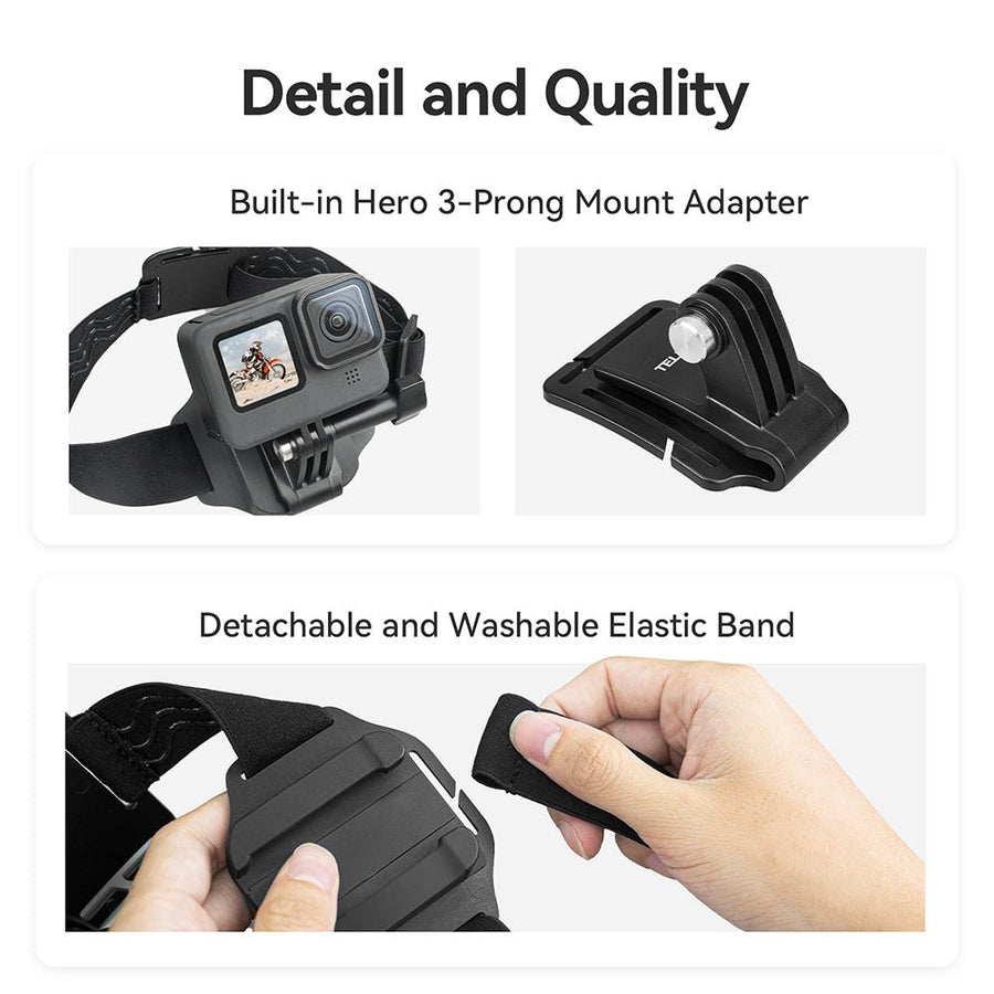 TELESIN 2-IN-1 Quick Release Head Strap & Cap Clip for Action Camera QHM-001