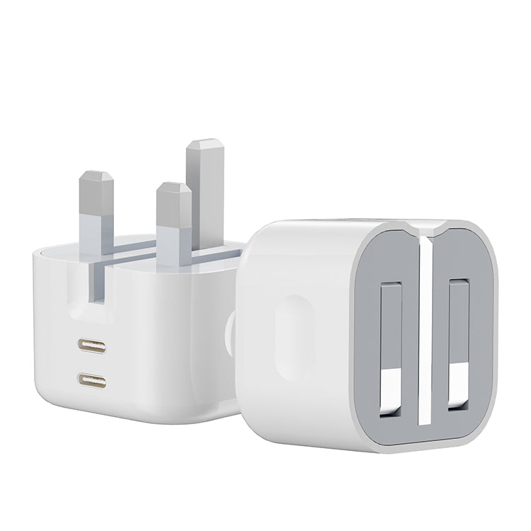 Ven-Dens SP-TC70AG 45W GaN Dual USB-C Foldable UK Travel Charger (White)