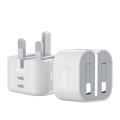 Ven-Dens SP-TC70AG 45W GaN Dual USB-C Foldable UK Travel Charger (White)