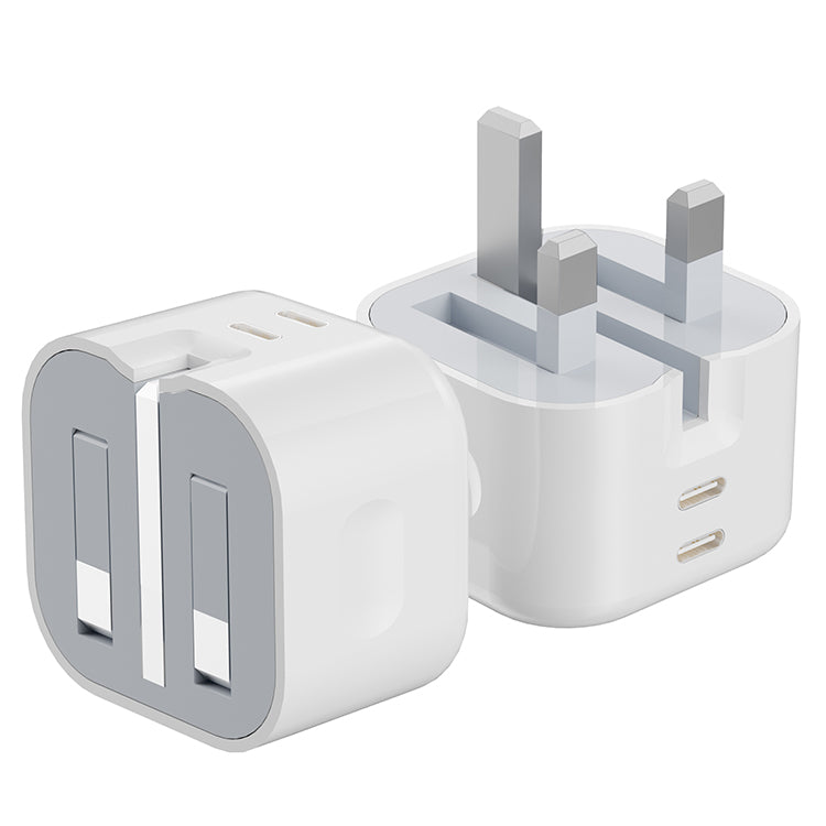 Ven-Dens SP-TC70AG 45W GaN Dual USB-C Foldable UK Travel Charger (White) – view 2