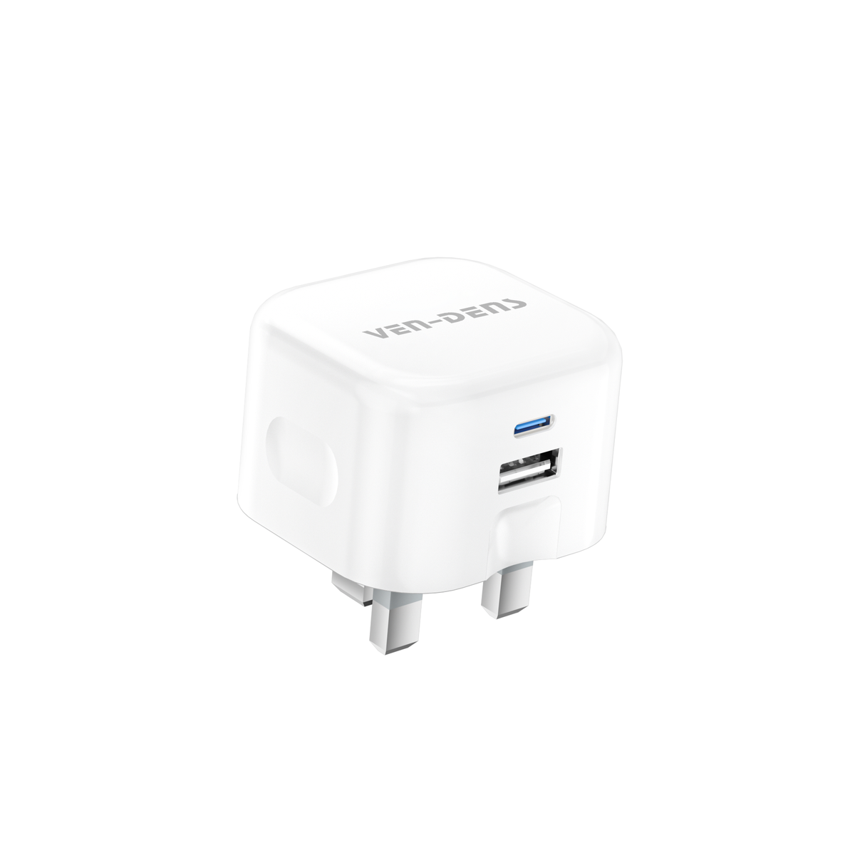 Ven-Dens SP-TC78AC 20W PD USB-C + USB-A UK Fast Charger (White)