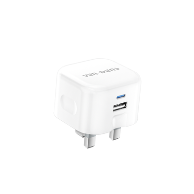 Ven-Dens SP-TC78AC 20W PD USB-C + USB-A UK Fast Charger (White)