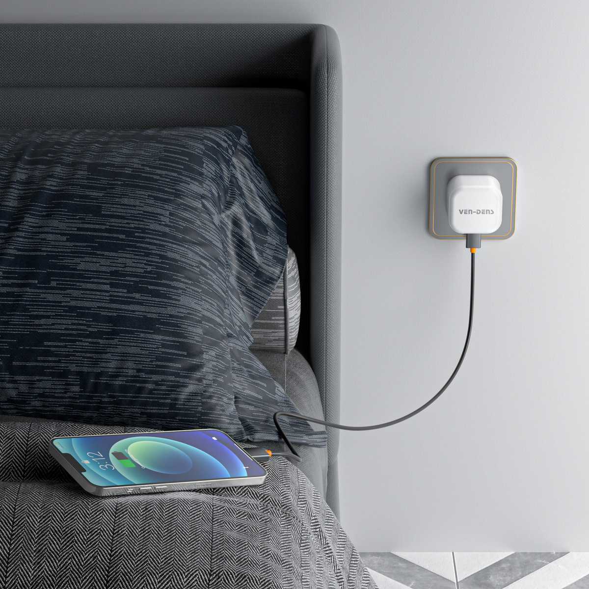 Ven-Dens SP-TC78AC 20W PD USB-C + USB-A UK Fast Charger (White) – view 2
