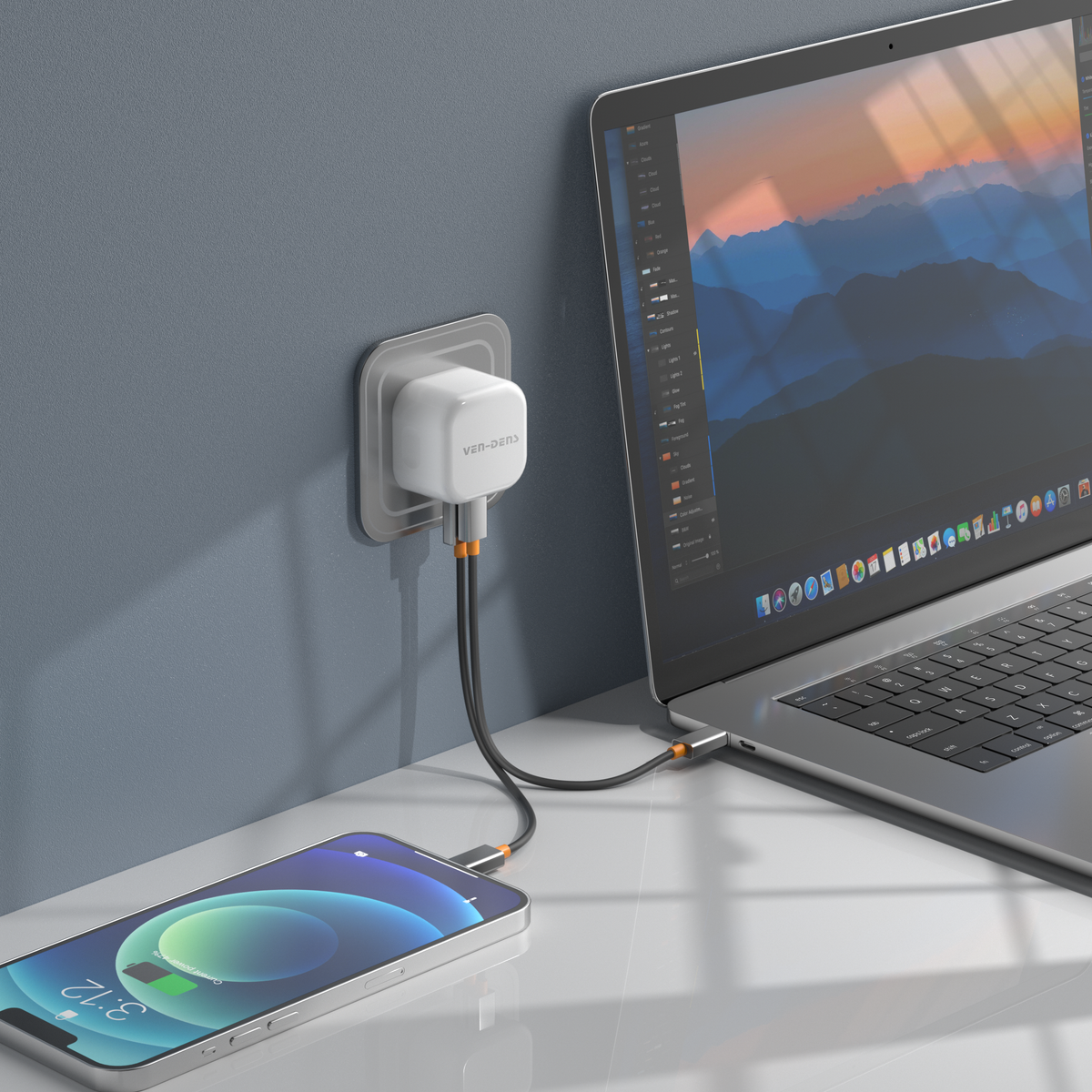Ven-Dens SP-TC78AC 20W PD USB-C + USB-A UK Fast Charger (White) – view 7
