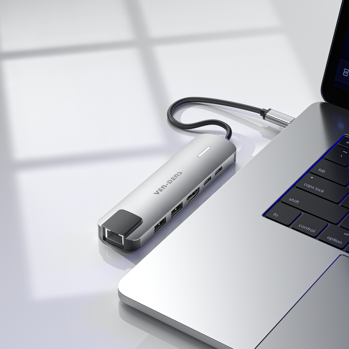 Ven-Dens VD-ADP019 6-in-1 USB-C Hub with HDMI, Ethernet & 90W PD (Gray) – view 3