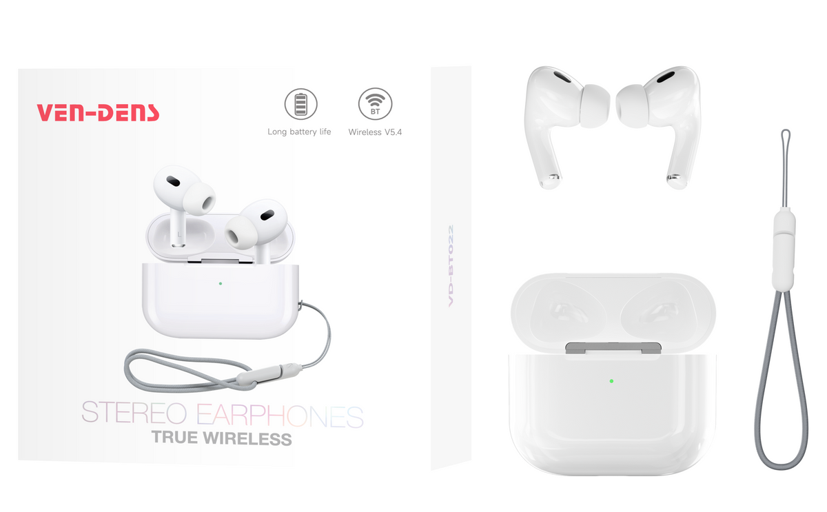 Ven-Dens VD-BT022PRO Bluetooth 5.4 Wireless Earbuds with Built-in Microphone (White) – view 8