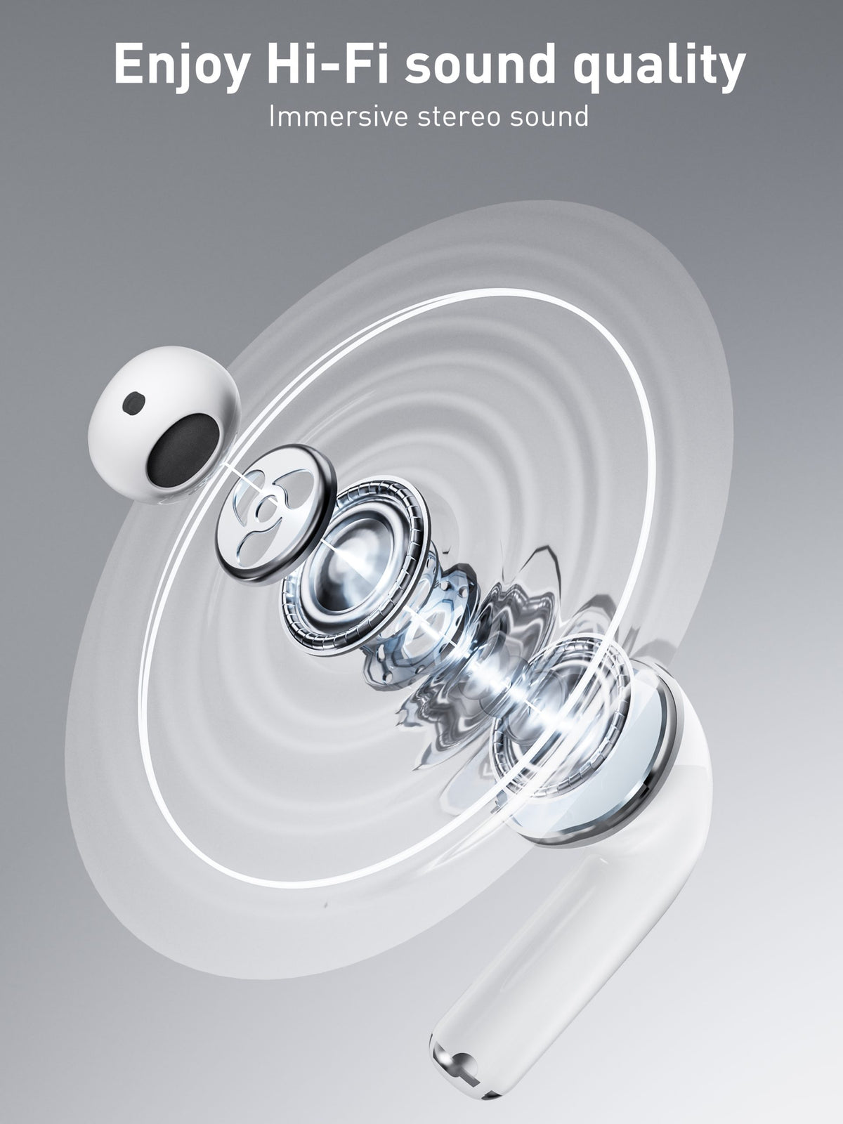 Ven-Dens VD-BT043 True Wireless Earbuds with 300mAh Charging Case (White) – view 4
