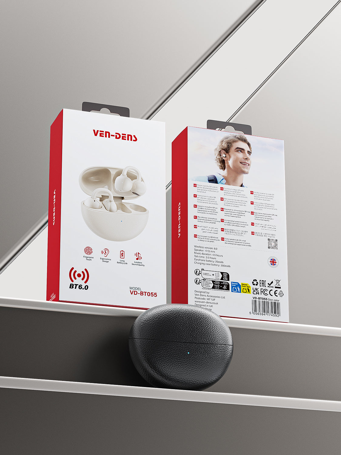 Ven-Dens VD-BT056 Bluetooth 6.0 True Wireless Earbuds with Type-C Charging Case (White) – view 9