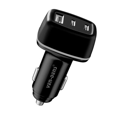 Ven-Dens VD-CC008 20W PD Dual USB-C + USB-A Fast Car Charger (Black)