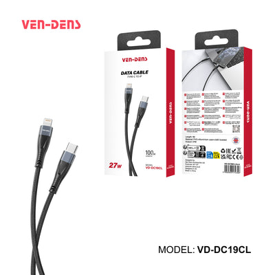 Ven-Dens VD-DC19CL USB-C to Lightning Cable 1m (Black)