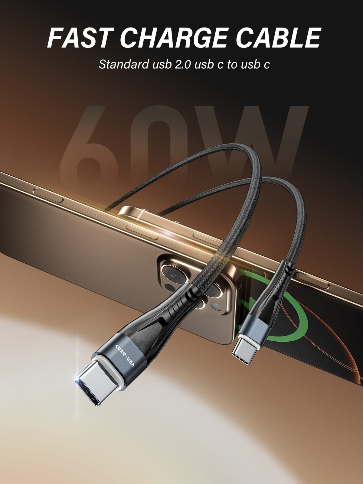 Ven-Dens VD-DC19CL USB-C to Lightning Cable 1m (Black) – view 4