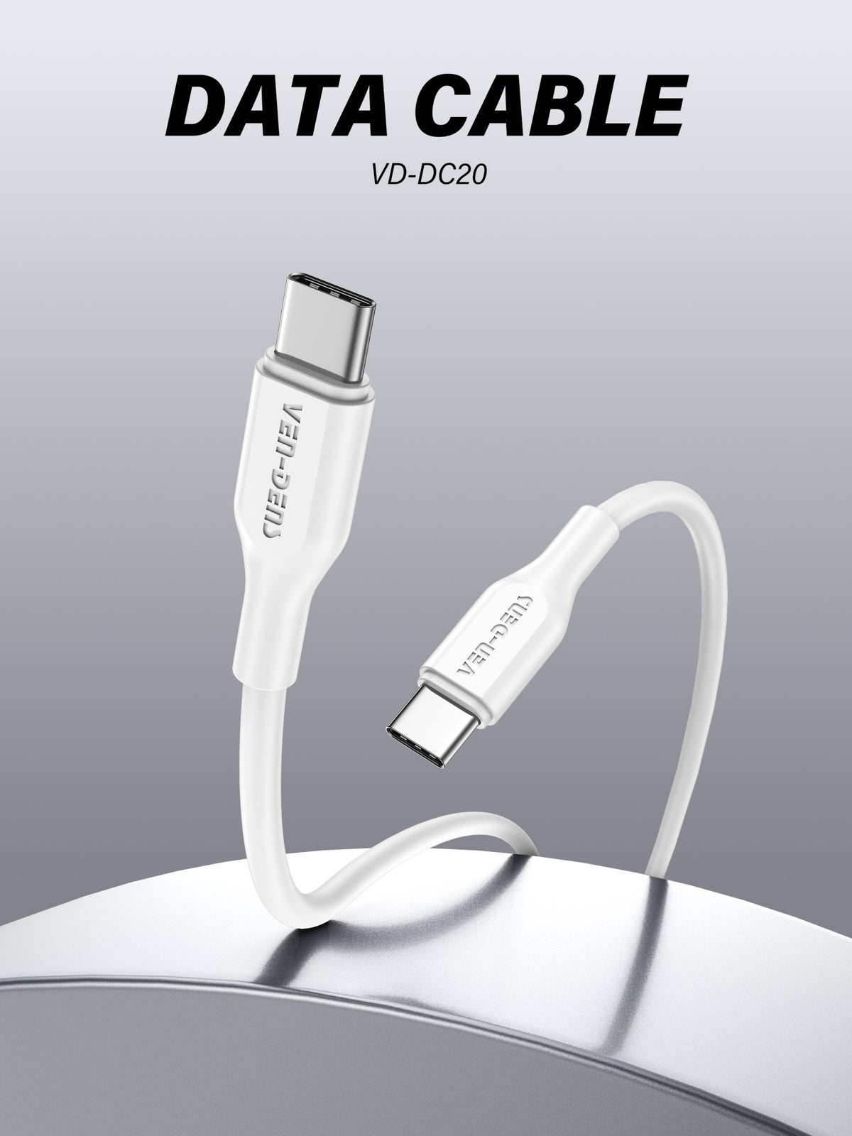 Ven-Dens VD-DC20CC 60W USB-C to USB-C Cable 1m (White) – view 3