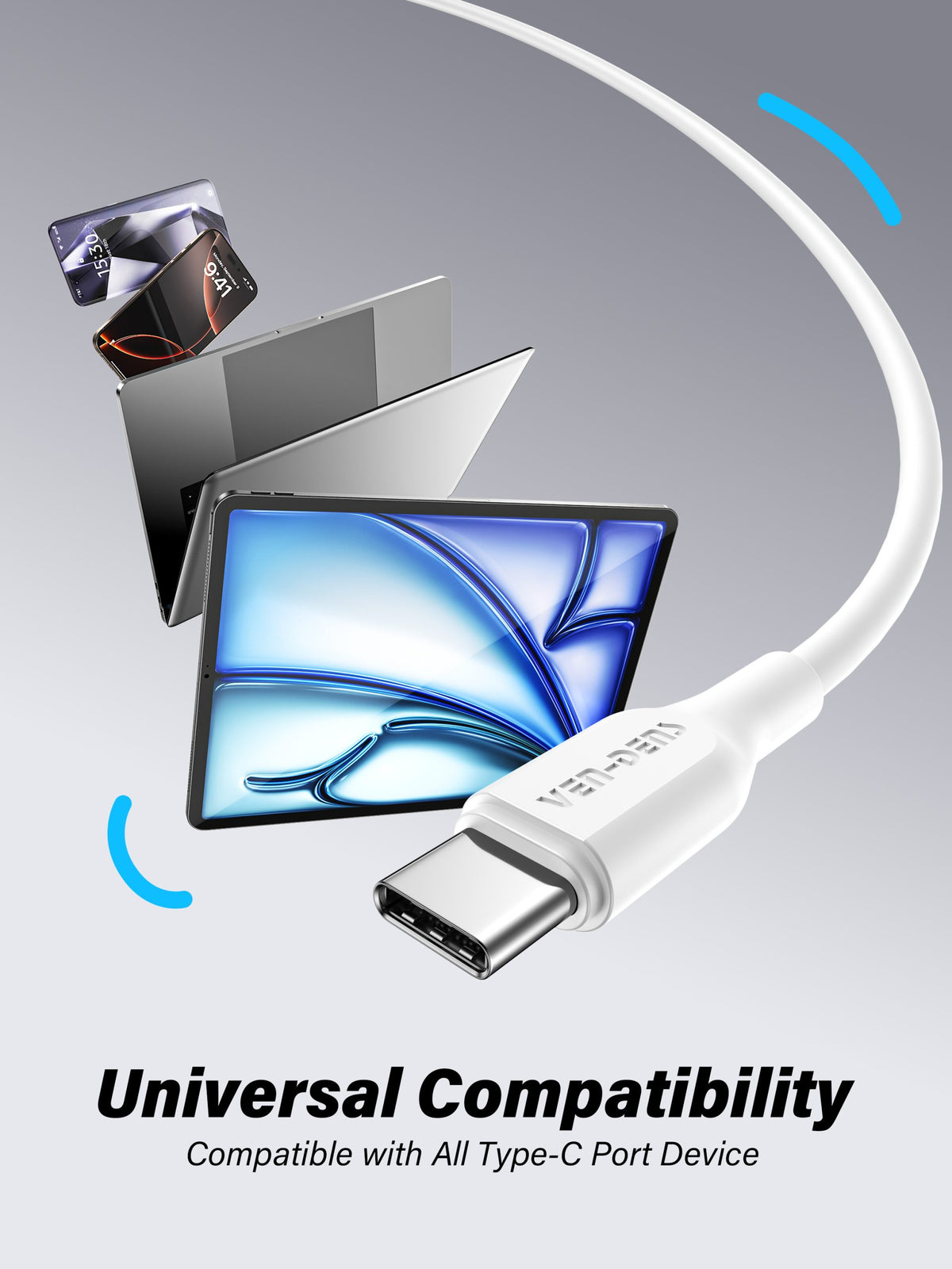 Ven-Dens VD-DC20CC 60W USB-C to USB-C Cable 1m (White) – view 4
