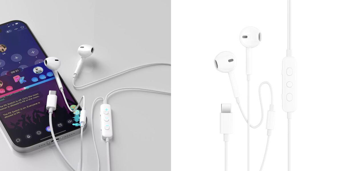 Ven-Dens VD-EAR006 Type-C Wired Earphones with Voice Changer & Built-in Microphone (White) – view 3