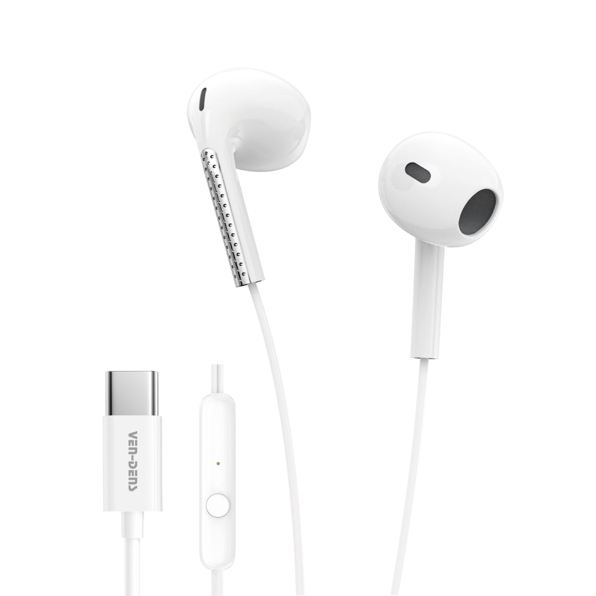 Ven-Dens VD-EAR014 Type-C In-Ear Earphones with Mic, 120cm (White)