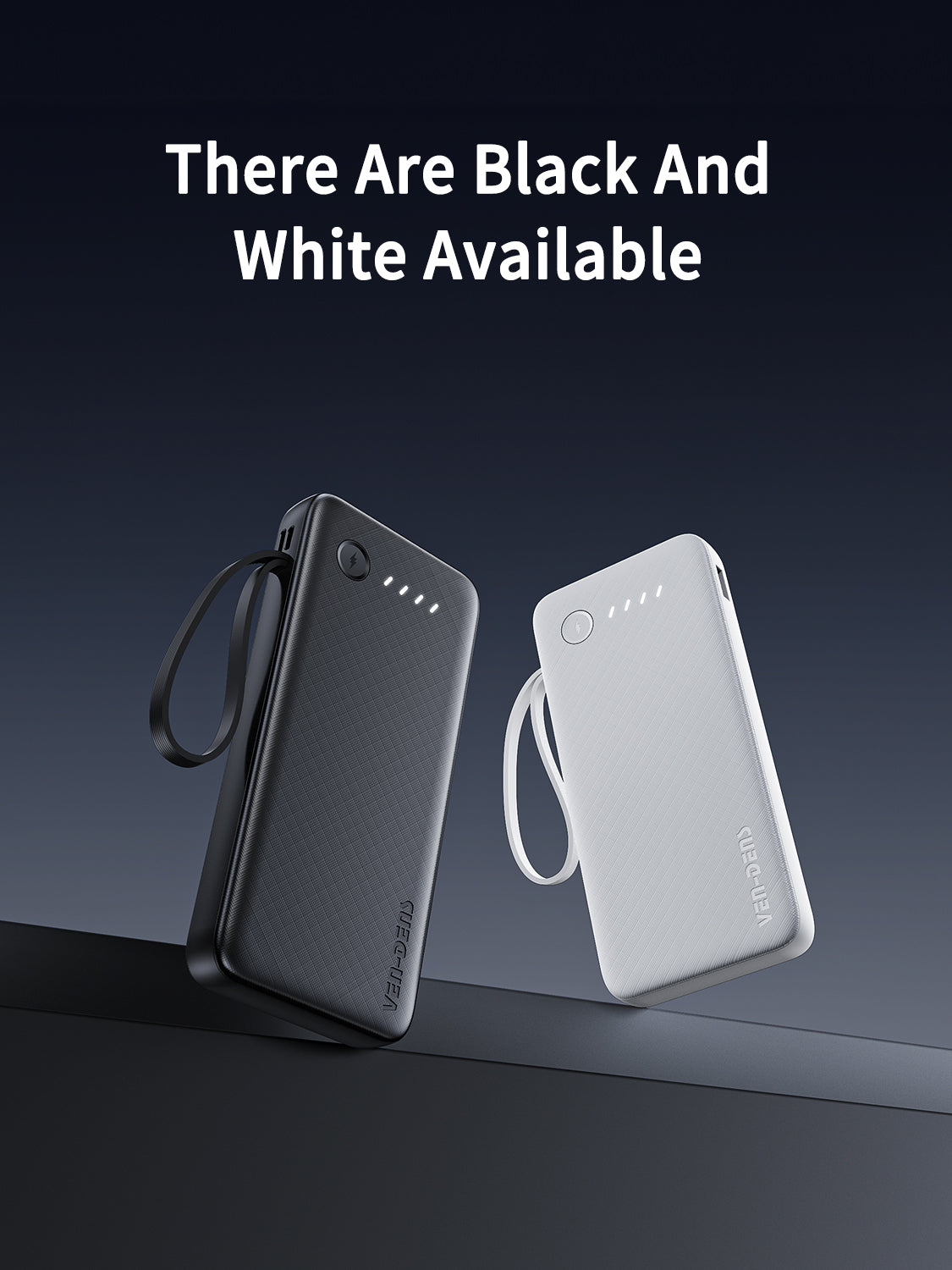 Ven-Dens VD-PB059 20000mAh Power Bank with LED Light & Built-in Cables (White) – view 4