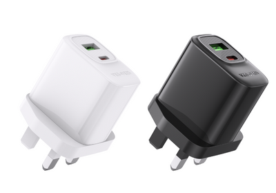 Ven-Dens VD-TC012AACP 30W UK PD Travel Charger with 60W USB-C to USB-C Cable (White)