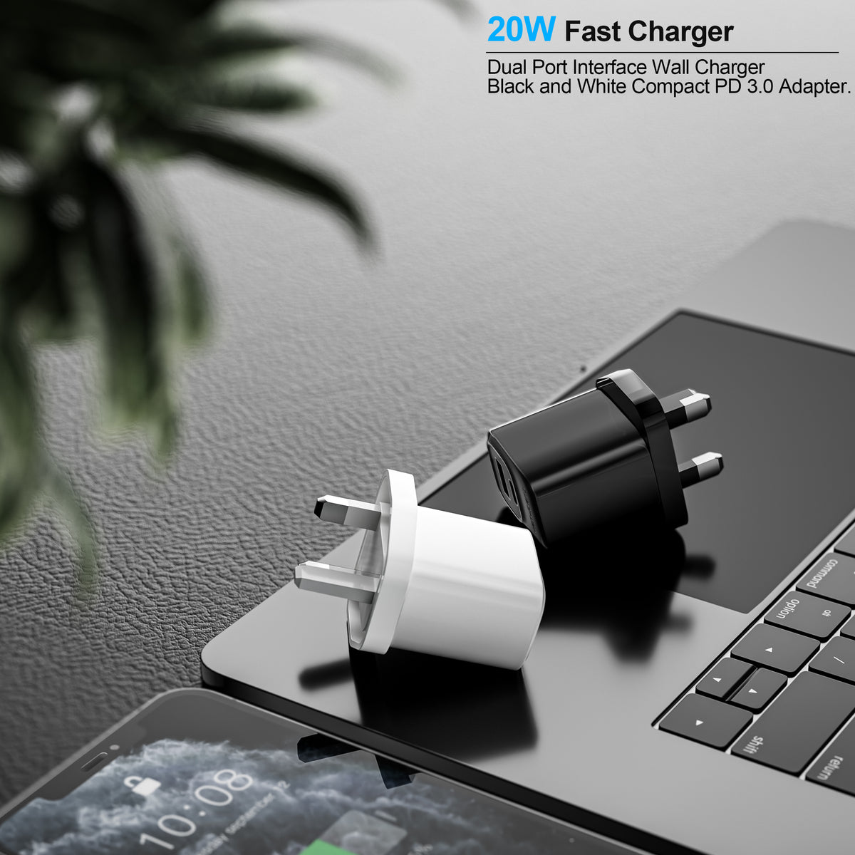 Ven-Dens VD-TC012AC 20W PD USB-C UK Travel Charger (White) – view 10