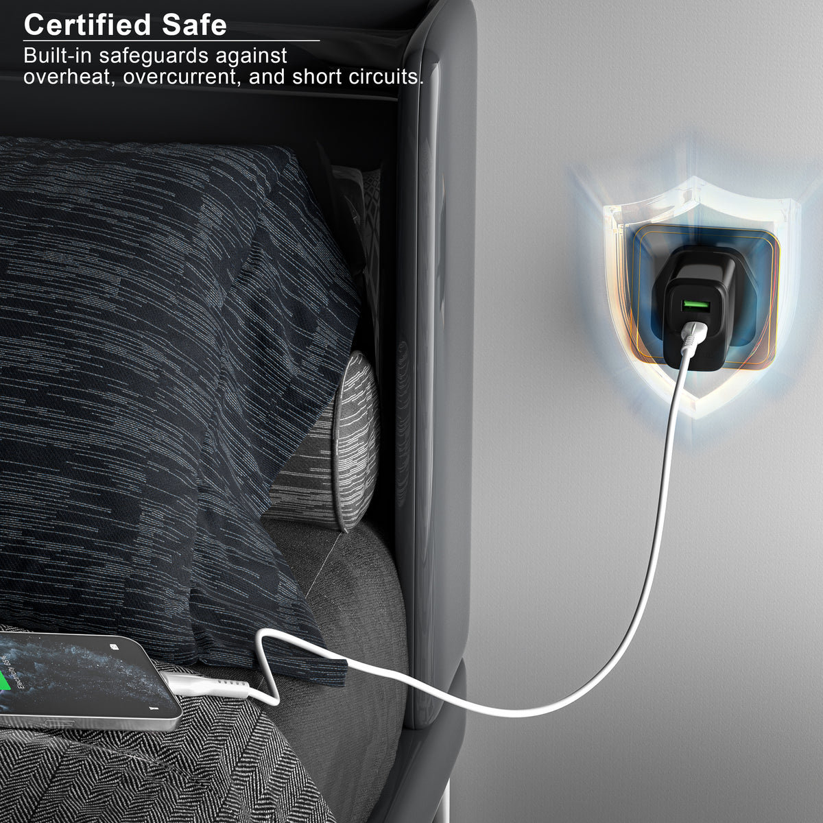 Ven-Dens VD-TC012AC 20W PD USB-C UK Travel Charger (White) – view 5