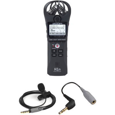 Zoom H1n Recorder Kit with Rode smartLav+ and TRRS to TRS Adapter (Black)