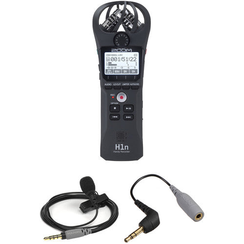 Zoom H1n Recorder Kit with Rode smartLav+ and TRRS to TRS Adapter (Black)