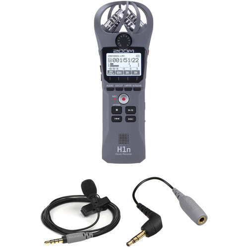 Zoom H1n Recorder Kit with Rode smartLav+ and TRRS to TRS Adapter (Gray)