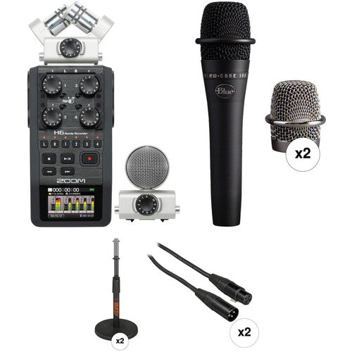 Zoom H6 Recorder Podcast Kit with Two enCORE 100 Microphones