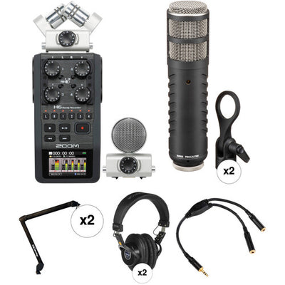 Zoom H6 Recorder Podcast Kit with Two Rode Procaster Microphones