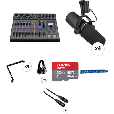 Zoom LiveTrak L-8 Four-Person Podcast Kit with Shure SM7B Microphones