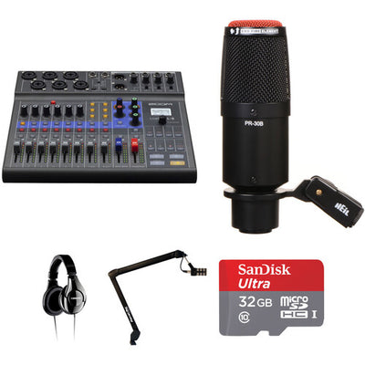 Zoom LiveTrak L-8 Solo Podcast Kit with Heil Sound PR 30B Microphone