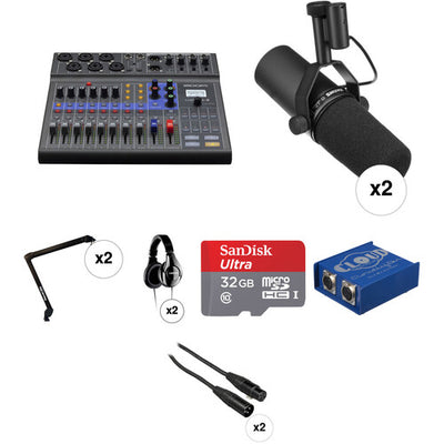 Zoom LiveTrak L-8 Two-Person Podcast Kit with Shure SM7B Microphones