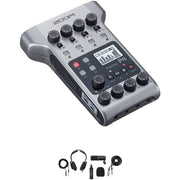 Zoom PodTrak P4 Portable Multitrack Podcast Recorder with Podcast Mic Pack Kit