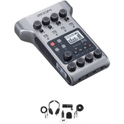 Zoom PodTrak P4 Portable Multitrack Podcast Recorder with 4-Person Podcast Mic Pack Kit
