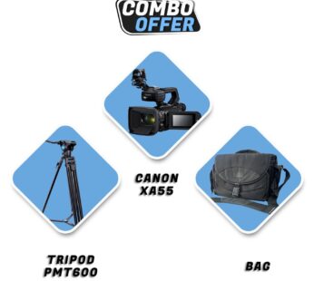 Canon XA55 UHD 4K30 Camcorder + Promage Professional Tripod PMT-600 + Bag 3010