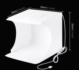 PULUZ 20cm Ring LED Panel Folding Portable Light Photo Lighting Studio Shooting Tent Box Kit with 6 Colors Backdrops (Black, White, Orange, Red, Green, Blue)