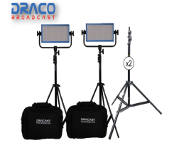 Dracast LED500 Plus Series Bi-Color 2 Light Kit with V-Mount and Gold Mount Battery Plates and Light Stands