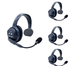 Eartec  Ultralite HD 4 Person System W/ 4 Single Headsets, Batteries, Charger & Case