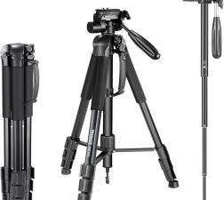 Promage PMT-510 Portable 70 inch/177 centimeters Aluminium Alloy Camera Tripod + Monopod with 3-Way Swivel Pan Head and Bag