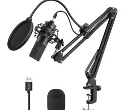Fifine K780 Studio USB Microphone Kit With Arm Stand, Shock Mount, Pop Filter For Podcasting, Vocal