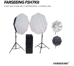 FARSEEING FSH7KIT- 2 LIGHT WITH 14 LAMP 30W + 2 SOFTBOX 50X70″ + 2 STAND & 1 BAG