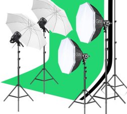 GVM P80S LED 4-Light Kit with Umbrellas, Softboxes and Backdrops